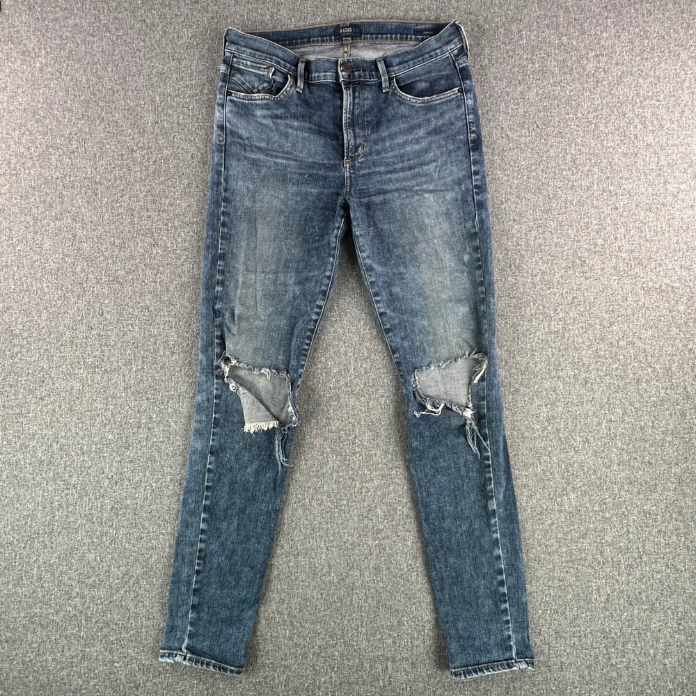 AGOLDE Jeans Womens 30 Sophie Skinny Blue Distressed Ripped Knee High Rise